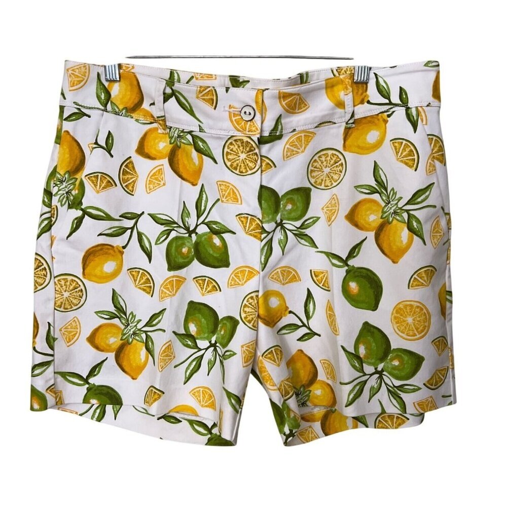 Isaac Mizrahi Lemon Print Shorts Women’s Sz‎ 14 Novelty Resort Vacation Beach